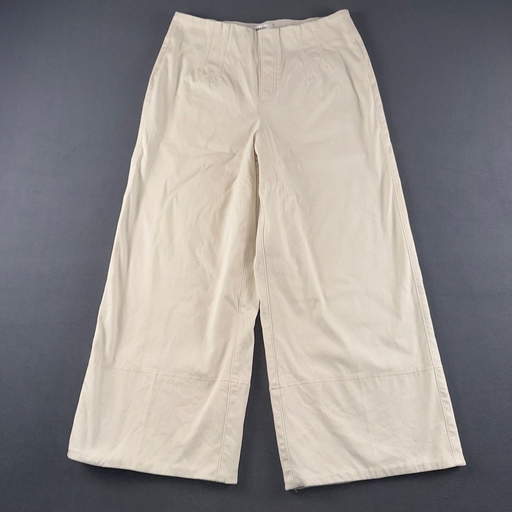 Spanx Wide Leg Stretch Twill Pants Ecru Cream M 20989Q High Rise